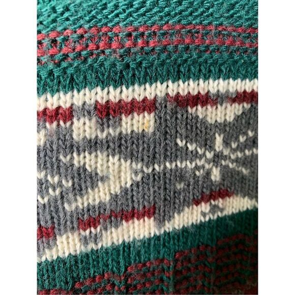 Vintage 90s Emerald club Fair Isle sweater pullover crew neck green size large - Picture 6 of 6